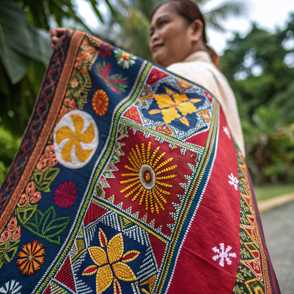 Close up of traditional Cebuano woven fabric texture