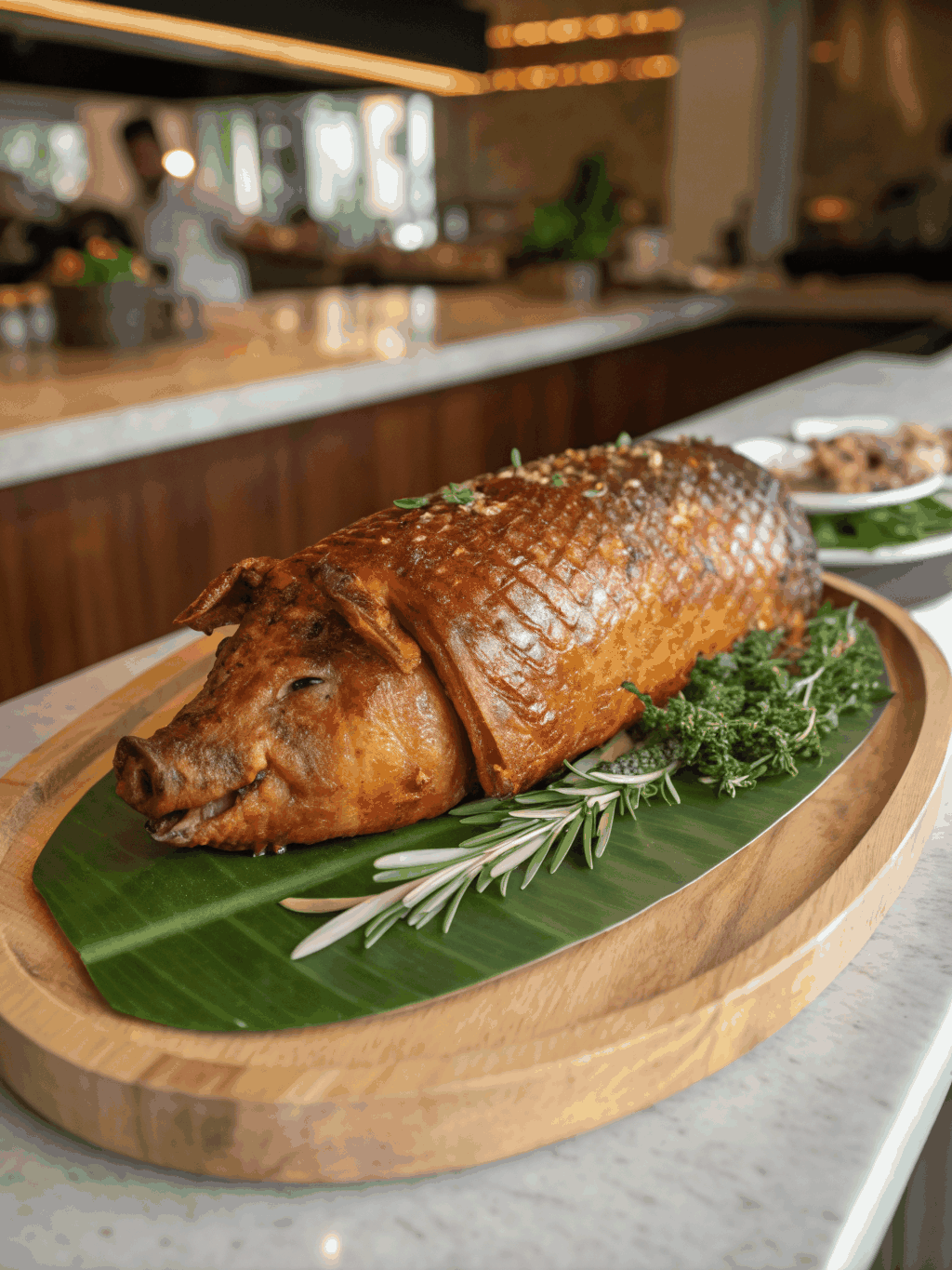 Traditional Cebuano lechon served on a platter