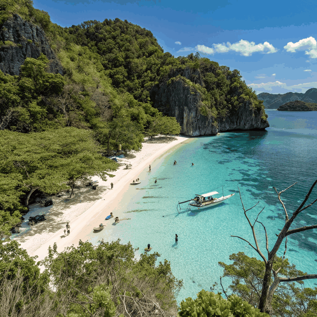 Tourists enjoying the pristine beaches and natural beauty of Cebu